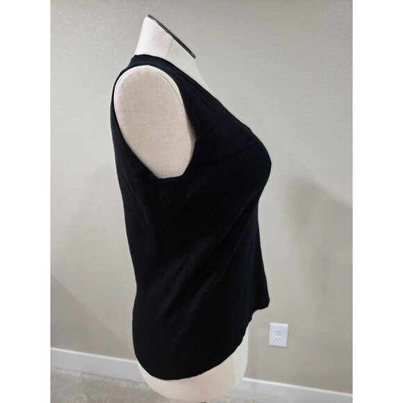 Black Sleeveless V-Neck Ribbed Knit Top XL By Dressbarn Womens - Picture 4 of 6